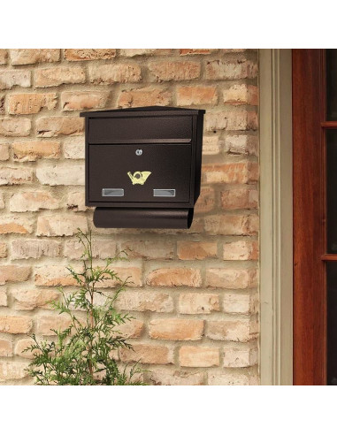 Cutie postala, cu loc pentru ziar, maro, format C4, 39x12x41 cm, Damech