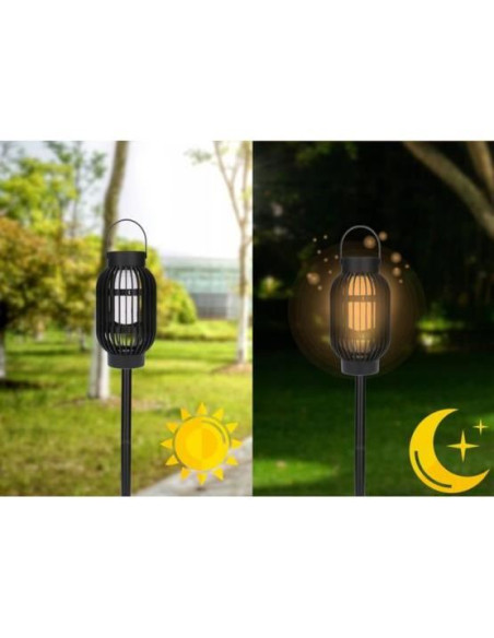 Lampa solara pentru gradina, tip lampion, LED, 12.8x12.8x67 cm