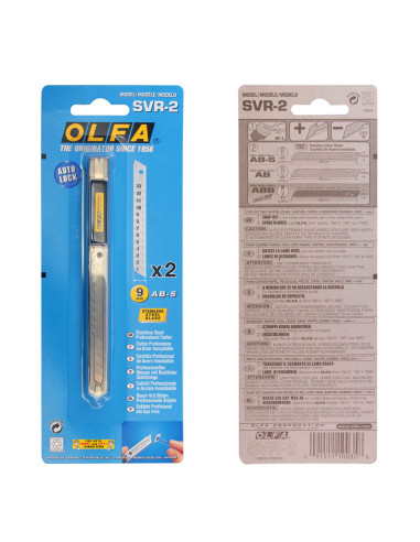 Cutter profesional OLFA, otel inoxidabil, 9mm lama cu auto-blocare + doua lame bonus 9 mm
