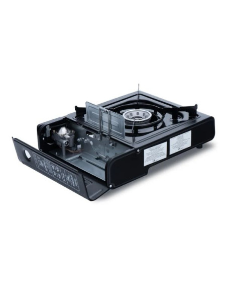 Aragaz Portabil pe Gaz, 1 Arzator Alimentat cu Butan, 1.9 W, Dimensiuni Compacte 35.5 x 30.5 x 10 cm, Negru