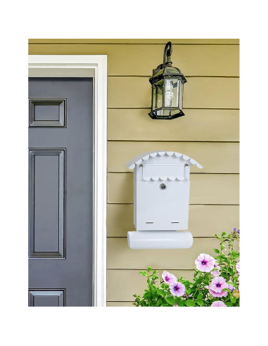 Cutie postala, cu loc pentru ziar, alb, format B6, 24.5x7x36.5 cm, Damech