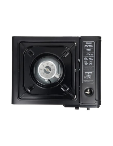 Aragaz Portabil pe Gaz, 1 Arzator Alimentat cu Butan, 1.9 W, Dimensiuni Compacte 35.5 x 30.5 x 10 cm, Negru
