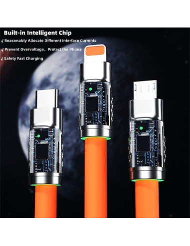 Powerbank Li-Po cu Display LED, 10.000 mAh, 2 X USB, 1 X USB-C si Cablu de incarcare Fast Charge, 3 in 1, 120 W, 2 m