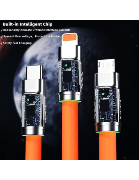Powerbank Li-Po cu Display LED, 10.000 mAh, 2 X USB, 1 X USB-C si Cablu de incarcare Fast Charge, 3 in 1, 120 W, 2 m