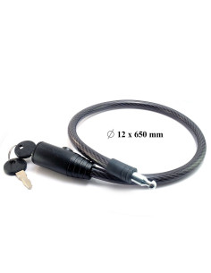 Lacat antifurt pentru bicicleta, cablu din otel acoperit in PVC 12x650mm + 2 chei 2