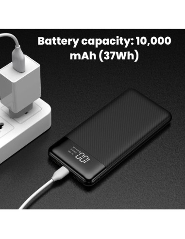 Powerbank Li-Po cu Display LED, 10.000 mAh, 2 X USB, 1 X USB-C si Cablu de incarcare Fast Charge, 3 in 1, 120 W, 2 m