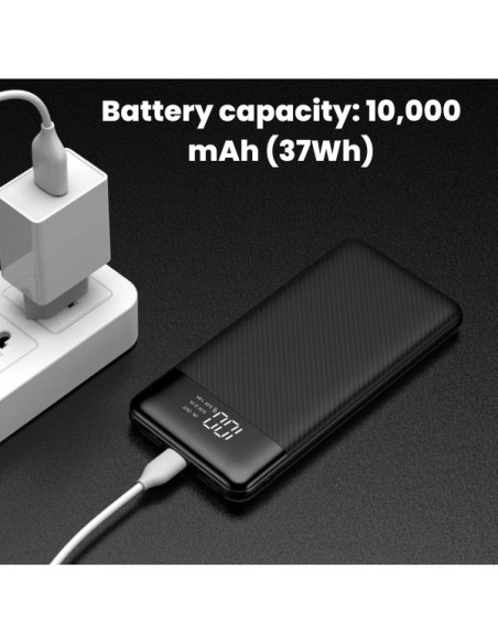 Powerbank Li-Po cu Display LED, 10.000 mAh, 2 X USB, 1 X USB-C si Cablu de incarcare Fast Charge, 3 in 1, 120 W, 2 m
