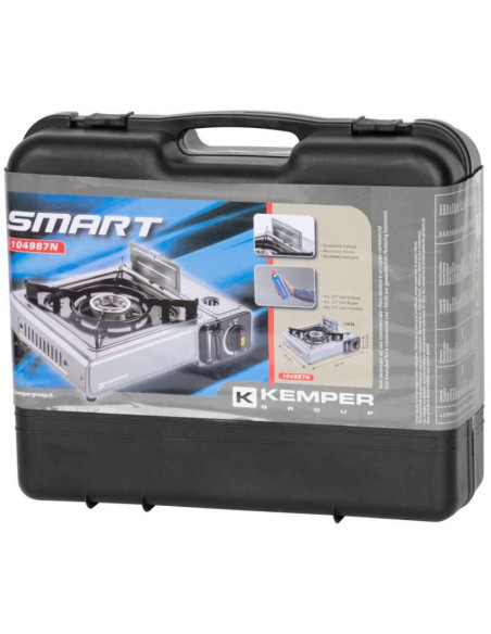 Aragaz smart camping, portabil, 2.06 kW, un arzator, aprindere piezo-electrica, 36x31x9 cm, Kemper
