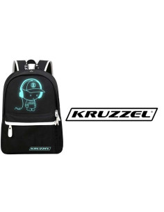 Ghiozdan/rucsac smart, fosforescent, impermeabil, cablu USB, mini jack, lacat, negru, 33x14x42 cm, Kruzzel 2