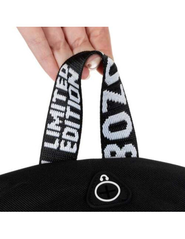 Ghiozdan/rucsac smart, fosforescent, impermeabil, cablu USB, mini jack, lacat, negru, 33x14x42 cm, Kruzzel