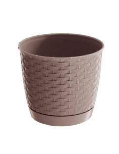 Ghiveci decorativ de flori, Prosperplast, Ratolla, imitatie ratan, rotund, cafeniu, 25x21.9 cm