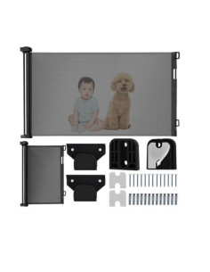 Poarta, plasa, de siguranta, protectie copii, retractabila, negru, 13x160x85 cm, Ruhhy
