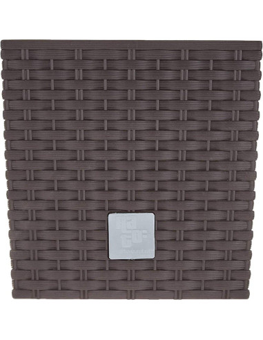 Ghiveci de flori, Prosperplast, Rato Low, patrat, 6.8 L, imitatie ratan, maro, 20x20x20.2 cm