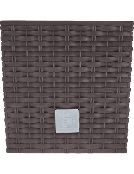 Ghiveci de flori, Prosperplast, Rato Low, patrat, 6.8 L, imitatie ratan, maro, 20x20x20.2 cm