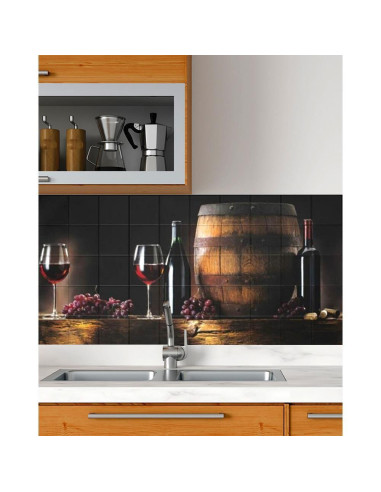 Panou decorativ, PVC, model vin, maro si negru, 96x48.5 cm