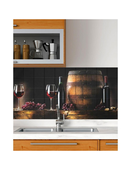Panou decorativ, PVC, model vin, maro si negru, 96x48.5 cm