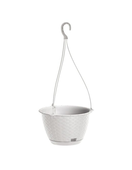 Ghiveci decorativ cu lant, Prosperplast, Rato Round, rotund, alb, 24.3x16 cm