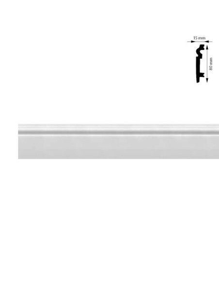 Plinta plastic, alba, 80x15 mm, 2.4 m