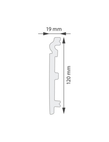 Plinta plastic, alba, 120x19 mm, 2.4 m