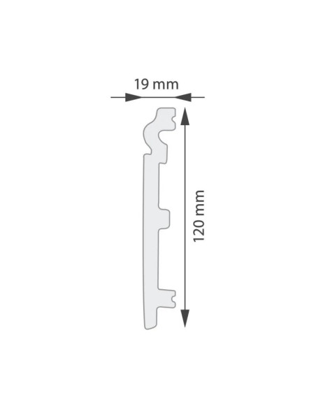 Plinta plastic, alba, 120x19 mm, 2.4 m