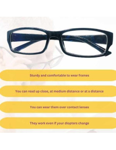 Ochelari pentru Citit One4ALL cu Dioptrii Auto-Ajustabile de la +0.5 la +2.50, Negru si 1 Clema din Microfibra pentru Curatarea  2