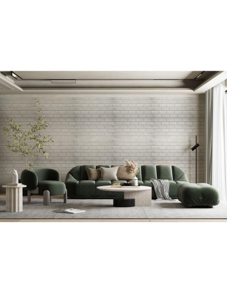 Panou decorativ, PVC, model caramida 3D, gri, 96x48.5 cm