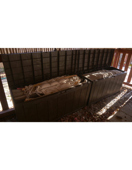 Lada depozitare de gradina, model lemn maro, 117x45x57.5 cm, Keter