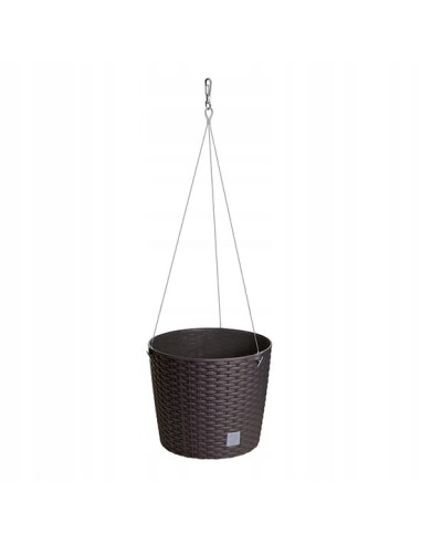 Ghiveci decorativ cu lant, Prosperplast, Rato Round, rotund, maro, 25.6x21.9 cm