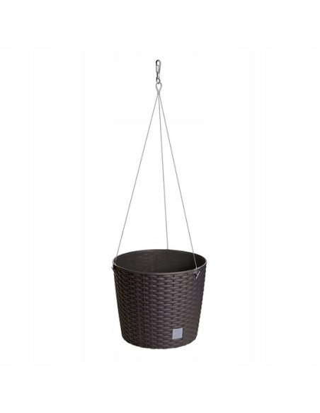 Ghiveci decorativ cu lant, Prosperplast, Rato Round, rotund, maro, 25.6x21.9 cm