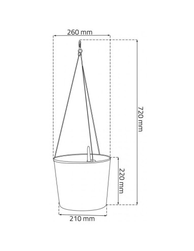 Ghiveci decorativ cu lant, Prosperplast, Rato Round, rotund, maro, 25.6x21.9 cm