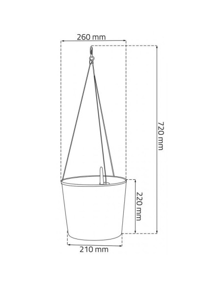 Ghiveci decorativ cu lant, Prosperplast, Rato Round, rotund, maro, 25.6x21.9 cm
