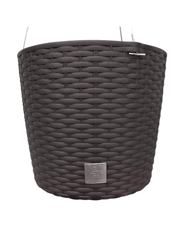 Ghiveci decorativ cu lant, Prosperplast, Rato Round, rotund, maro, 25.6x21.9 cm