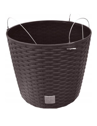 Ghiveci decorativ cu lant, Prosperplast, Rato Round, rotund, maro, 25.6x21.9 cm