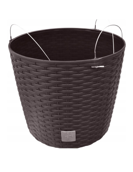 Ghiveci decorativ cu lant, Prosperplast, Rato Round, rotund, maro, 25.6x21.9 cm