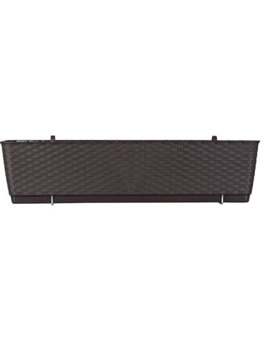 Jardiniera decorativa, Prosperplast, imitatie ratan, suport, maro, 49.2x17.2x17.4 cm, Old