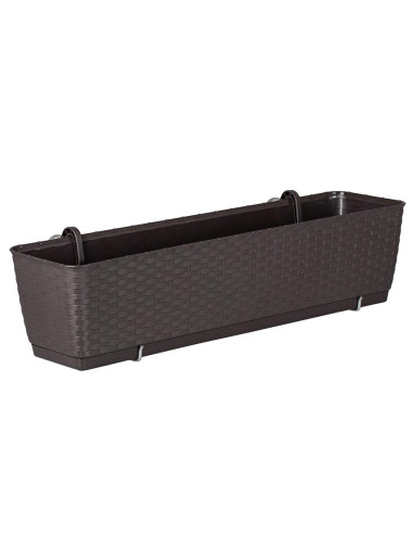 Jardiniera decorativa, Prosperplast, imitatie ratan, suport, maro, 49.2x17.2x17.4 cm, Old