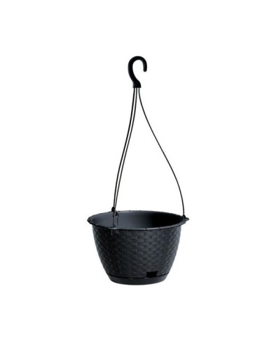 Ghiveci decorativ cu lant, Prosperplast, Ratolla, rotund, antracit, 24.3x16 cm