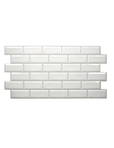 Panou decorativ, PVC, model caramida 3D, alb, 96x48.5 cm
