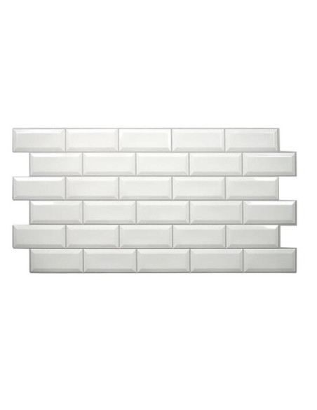 Panou decorativ, PVC, model caramida 3D, alb, 96x48.5 cm