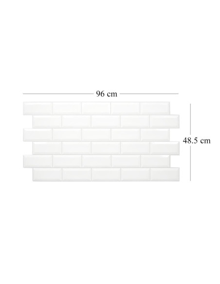 Panou decorativ, PVC, model caramida 3D, alb, 96x48.5 cm