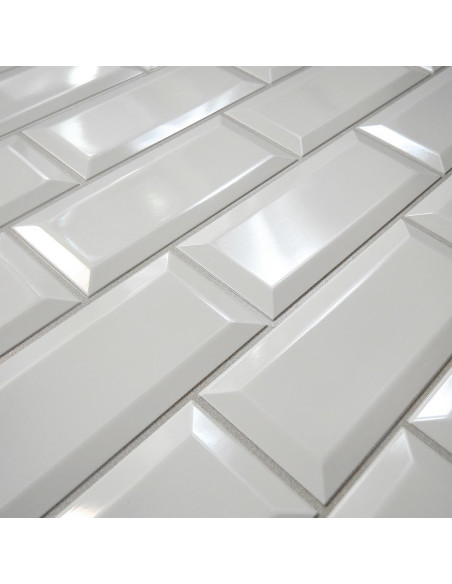 Panou decorativ, PVC, model caramida 3D, alb, 96x48.5 cm