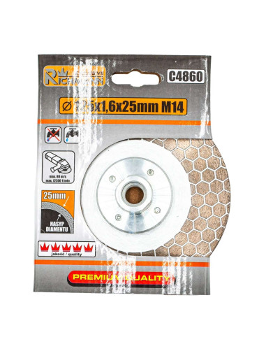 Disc diamantat 2 in 1, placi ceramice, taiere umeda si uscata, slefuire, M14, 125x25x1.6 mm, Richmann Exclusive