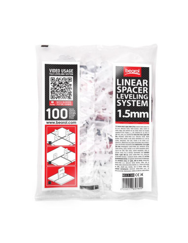 Distantiere pentru nivelare si aliniere a placilor ceramice, Beorol, 100 buc, 1.5 mm
