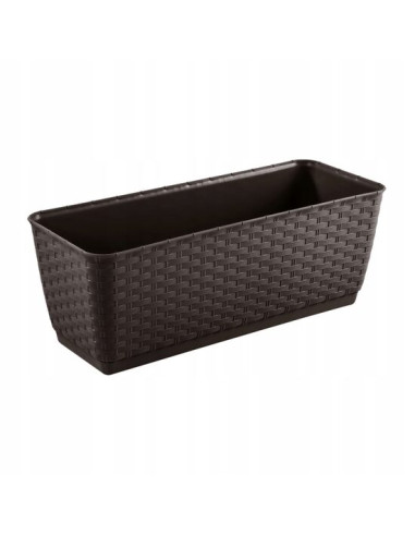 Jardiniera decorativa, Prosperplast, imitatie ratan, maro, 49.2x17.2x17.4 cm, Old