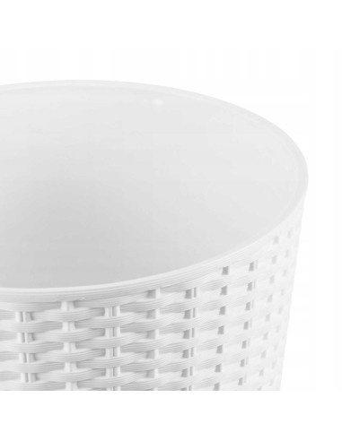Ghiveci de flori, Prosperplast, Rato Tubus, rotund inalt, 15 L, imitatie ratan, alb, 25x47.6 cm