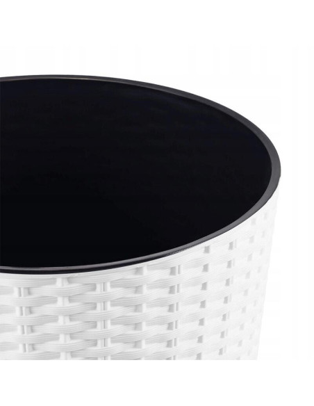 Ghiveci de flori, Prosperplast, Rato Tubus, rotund inalt, 15 L, imitatie ratan, alb, 25x47.6 cm