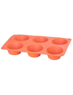 Forma coacere pentru briose, 6 forme, silicon, rosu, 23.7x16x3 cm, MagicHome