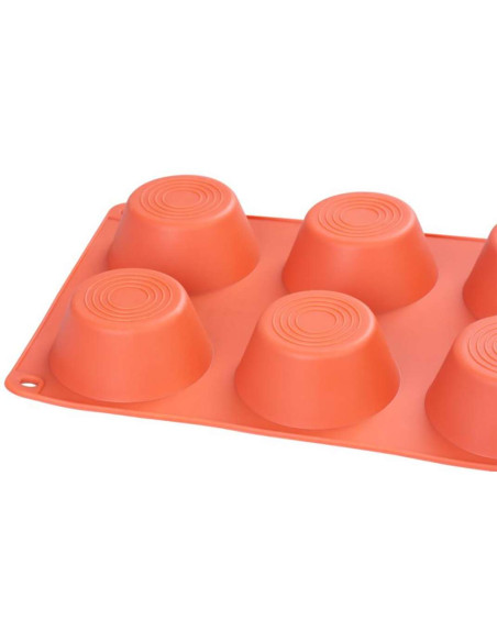 Forma coacere pentru briose, 6 forme, silicon, rosu, 23.7x16x3 cm, MagicHome