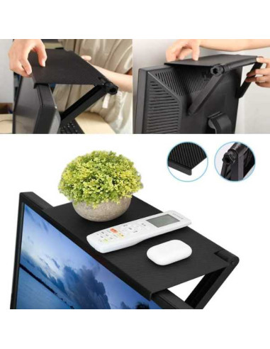 Set 2 buc, Raft Reglabil de Depozitare pentru TV sau Monitoare LCD, Maxim 4 Kg, 30 x 11 x 3 cm, Negru