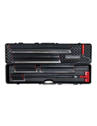 Set 5 gletiere profesionale, inox, 25, 40, 60, 80, 100 cm, suport, maner telescopic 0.9-1.43 m, rola gletuit, geanta, Ergoplast
